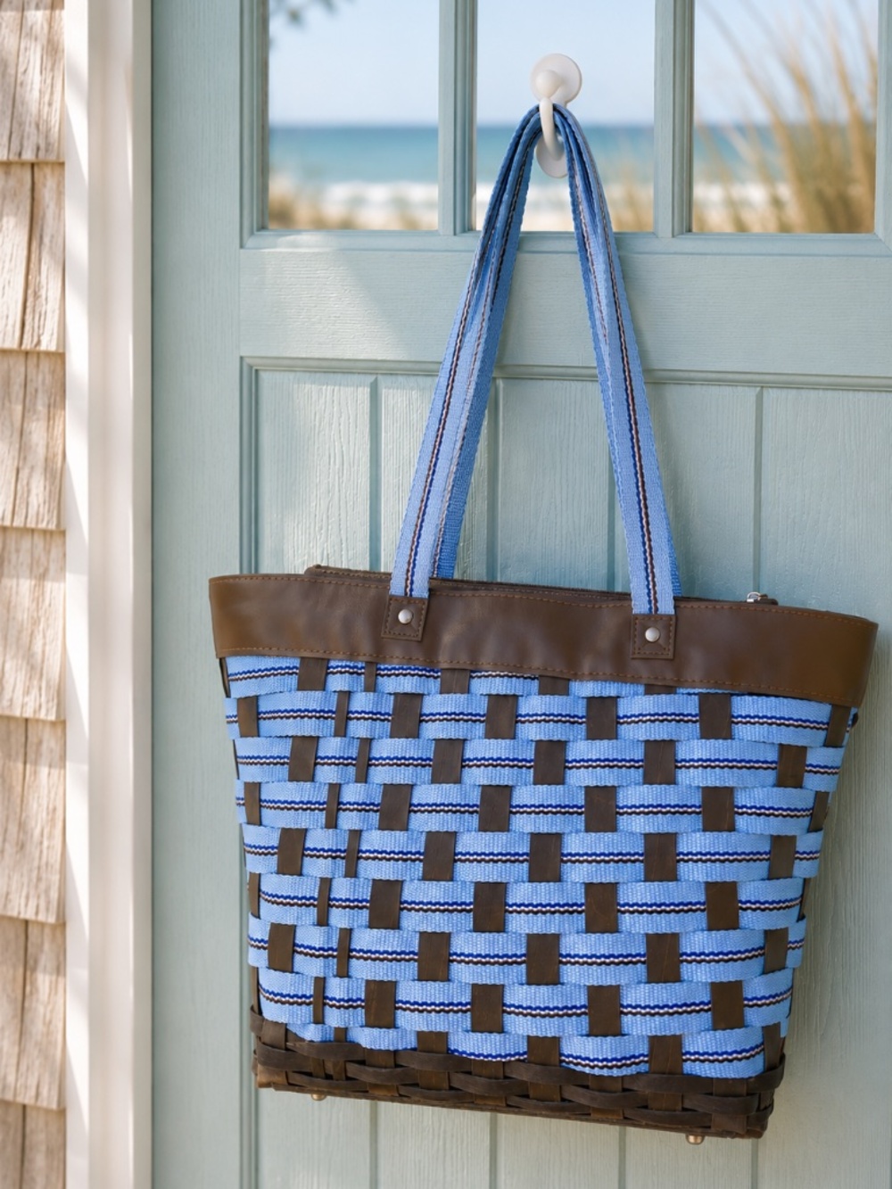 Longaberger To Go Ltd Blue Medium Shopping Tote Basket